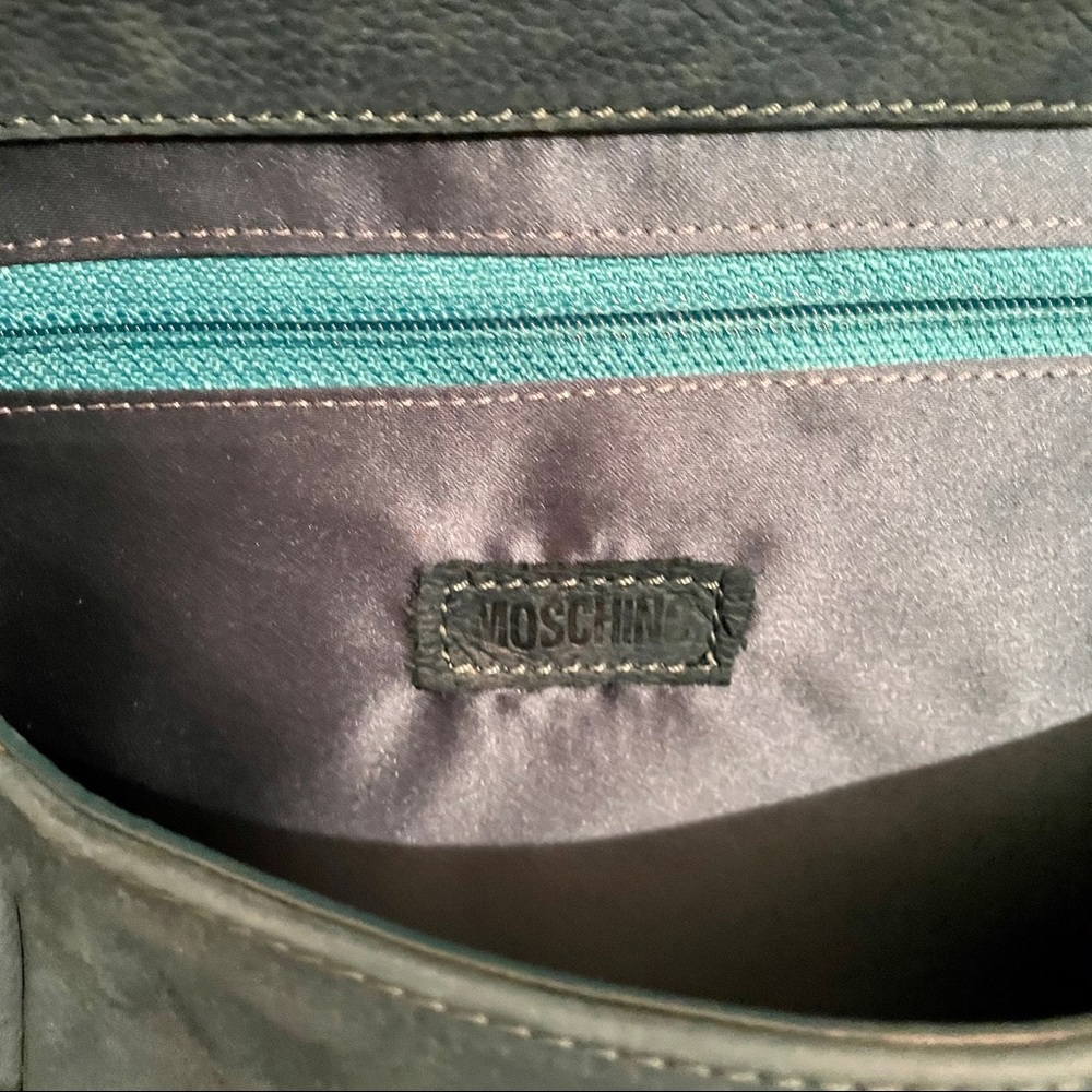 Moschino Blue Leather with Crocheted Accents Shoulder Bag - Picture 8 of 11